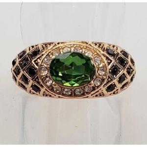 Peridot and Austrian Crystal Ring